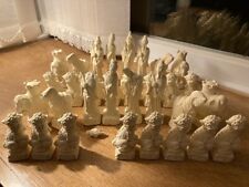 DAMAGED Set of Japanese style PLASTER CHESS PIECES