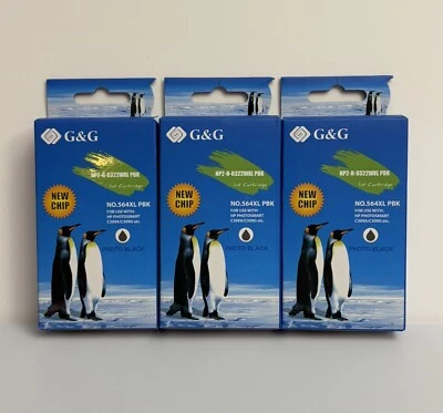 Cartucho de tinta 3 G&G 564XL PBK compatible HP Photosmart C309A C309G foto negro Foto 1 de 4