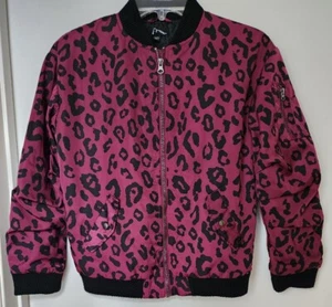 Art Class Girls Bomber Jacket Dark Red/Black Leapord Print Long Sleeve L 10/12 - Picture 1 of 3