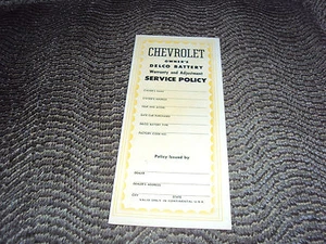 AC Delco Battery Warranty Card SS Chevelle Nova Z28 442 Impala Corvette - Picture 1 of 2
