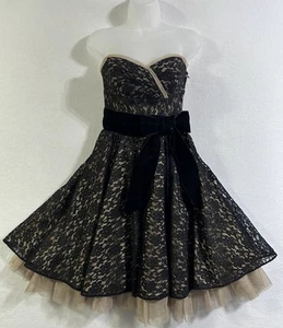 Vestido Betsey Johnson Noche RARO De Colección Y2K Volantes Encaje Tul Lazo Grande Talla 4 - Imagen 1 de 15