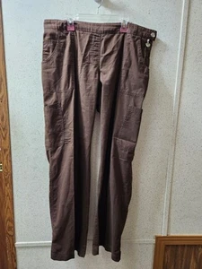 Koi Kathy Peterson Scrub Pants Cargo Style Large Heart Charm Brown Floral Lining - Picture 1 of 9