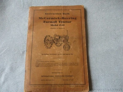 Manual de servicio de tractor Farmall McCormick-Deering F-12 1927 de colección Foto 1 de 4