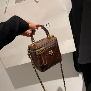 Women’s Small Shoulder Bag Mini Bucket Crossbody Square Box Clutch Chain Handbag - Picture 1 of 22