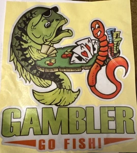 USA GAMBLER GO FISH RARE LAPTOP, DECAL STICKERS FISHING 26 X 23cm FUNNY DECAL - Picture 1 of 2