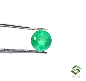 5 mm Certified Natural Emerald Round Cut 0.44 CTS Untreated Loose Gemstone - Picture 1 of 8