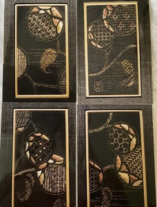 Kit Ago Betty Chen Louis Pannelli Melograno Stilizzati 24 Ct Tela Nera - Foto 1 di 4