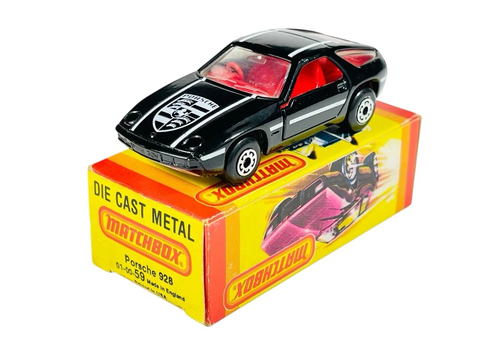 Matchbox Superfast MB59 negro Porsche 928 con caja de fotos amarilla Foto 1 de 4