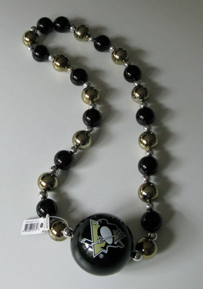 COLLAR DE CUENTAS GRANDES PINGÜINOS DE PITTSBURGH LOGO BOLA Foto 1 de 1