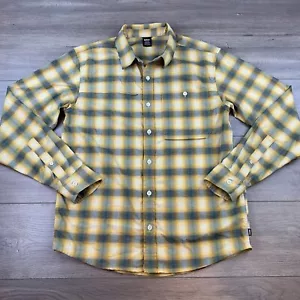 REI Co-Op Sahara Thermal Long Sleeve Button Up Shirt Men’s Medium Yellow Plaid - Picture 1 of 15