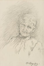 K. MAYR-GRAETZ (*1850), Porträt der Mutter,  1904, Bleistift Moderne Porträt