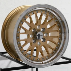 16" Avid.1 AV-12 Alloy Wheels 4x100/114.3 ET25 - Gold with Polished lip - Picture 1 of 1