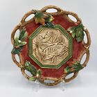 Fitz & Floyd Christmas Lodge Decorative Canapé Plate 10.5” Relief Holly Berries