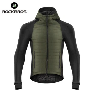 ROCKBROS Winter Cycling Jersey Men Fleece Windproof Coat Keep Warm Hood Jacket - Picture 1 of 15