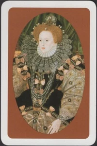 Playing Cards Single Card Old Vintage * QUEEN ELIZABETH 1 * Royal Art Portrait B - Picture 1 of 3