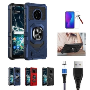 For Nokia C200, Ring Stand Tough Hybrid Case Cover + Tempered Glass - Picture 1 of 16