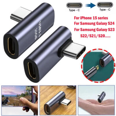 90 Degree USB-C Male to USB-C Female Adapter type C Right Angled Converter US - Image 1 of 4