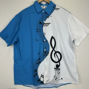 Catch the Waves 2021 Music Note Short Sleeve Button Shirt Size Extra Large XL - Picture 1 of 9