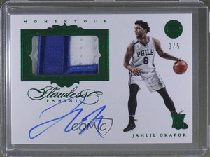 2015-16 Flawless Momentous Memorabilia Emerald /5 Jahlil Okafor Rookie Auto RC