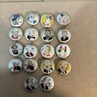 Lot de 17 boutons Pep vintage années 1940 Kelloggs et 1 dos Dickson joyeux anniversaire - épingle