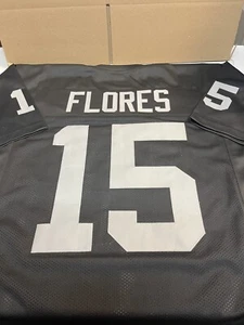 Tom Flores #15 SEWN STITCHED THROWBACK BLACK HOME JERSEY SIZE XL QB HOF 2021 - Picture 1 of 2