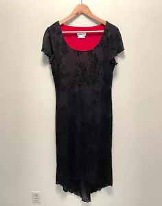 Vintage Womens Dress Size 12 Black Floral Velvet Trim Glitter Whimsigoth 90s - Picture 1 of 8