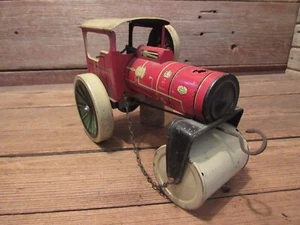 VINTAGE 1940s TIN LITHO STEAM ROLLER MADE IN WEST GERMANY WIND UP - PARTS! - Picture 1 of 13
