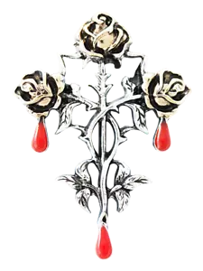 Blood Trinity Pendant Necklace, Roses Gothic Flowers, Evil, Love and Live, Gift - Picture 1 of 3