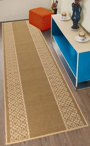 Maßgröße Kette Beige Design Rutschfest Waschbar Läufer Teppich - Bild 1 von 5