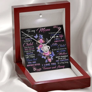 To My Mom Sentimental Jewelry Gift Luxury Love Knot Necklace from Daughter, Son - Picture 1 of 8