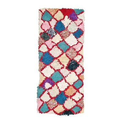 Alfombra de algodón rojo y blanco bereber 2'6x5'9 vintage hecha a mano marroquí Foto 1 de 4