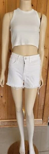 Set of 2 Old Navy High Rise Cut Off Jean Shorts Girls Sz 0 White & Top Sz S - Picture 1 of 12