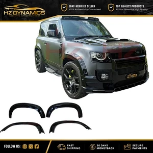 FOR DEFENDER 90 L663 GLOSS BLACK WIDE WHEEL ARCHES FENDER FLARE TRIMS KIT 2020+ - Picture 1 of 11