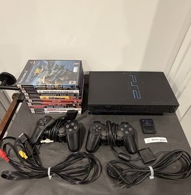 Sony Playstation 2 PS2 Fat Bundle 2 Controllers Memory Card 10games Tested