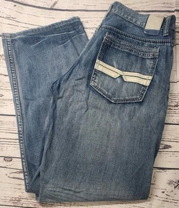 Helix Jeans Mens 32x30 Blue Y2K M Loose Staight Fit Whiskered Detailed Pockets - Picture 1 of 12