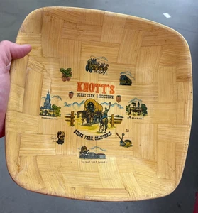 Knott's Berry Farm & Ghost Town Amusement Park Square Bamboo Bowl 1941-78 Logo - Picture 1 of 11