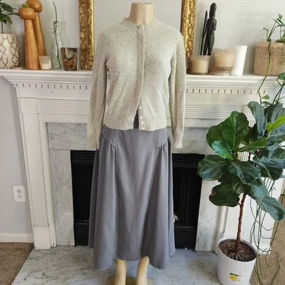 Cárdigan Gris Vintage Años 50 Corderos Lana Angora Retro Dinero Antiguo Preppy Talla Pequeña Foto 1 de 4