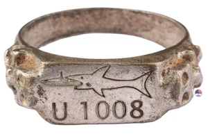 U1008 Huesos Calavera Cadera Tiburón U-barco Segunda Guerra Mundial Anillo Alemán Submarino Naval Guerra Submarino - Imagen 1 de 15