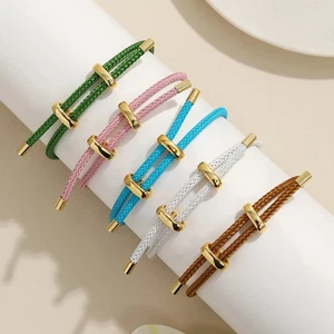 Wire Rope Bracelet Adjustable Handmade Colorful Bangle Women Men DIY Cord Style - Picture 1 of 29