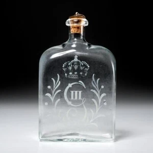 Antiker König Gustav III Glaskolben Spirituosenflasche Original Kupfer Stopfen - Bild 1 von 4