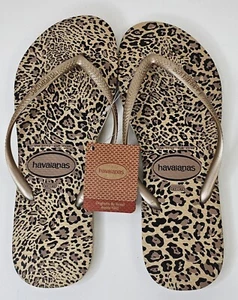 NWT Havaianas Flip Flop Sandals Cheetah Print US 11/12 See Measurements NEW - Picture 1 of 5
