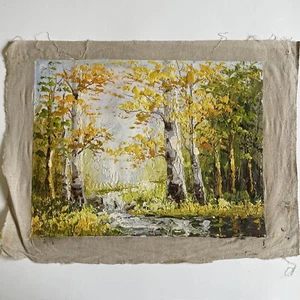 Sunny Creek im Wald Impressionismus Ölgemälde 12" x 16" - Bild 1 von 4