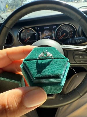 Briar rose three stone with oval lab emerald Engagement Ring - Image 1 of 2