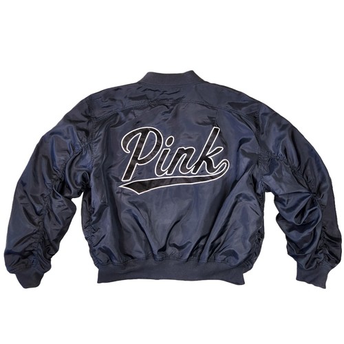 UNDERCOVER Y2k ROSA Victorias Secret Bomber Giacca Donna M Zip Ricamata Preppy Girly