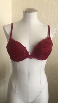 La Senza Obsession Dark Cranberry Red Scalloped Lace Underwire Bra 34B Foto 1 de 4