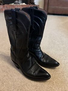 Lucchese Classics 1883 Black Leather Cowgirl Western Boots, Women’s 5.5 B