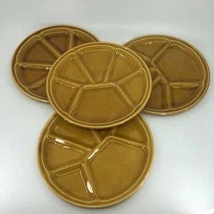 Gien France Amber Yellow Gold Fondue Divided Plate Dish 8.5" Set of 4 - Picture 1 of 3