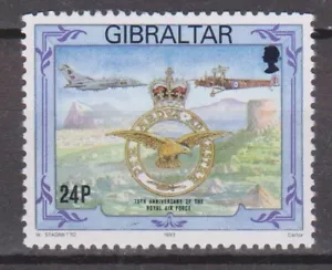 GB Gibraltar 1993 RAF 75th Anniversary/Eagle Badge 24p SG 710 MNH AIRCRAFT BIRD - Picture 1 of 1