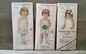 Ellery Thorpe Paper Doll 3 Jules Boy 1886 Suzette 1886 Dorothy 1908 Sealed 1983 - Picture 1 of 2