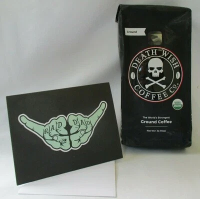 DEATH WISH COFFEE TARJETA DEL DÍA DEL PADRE Y CAFÉ MOLIDO DW 1 LB Foto 1 de 4